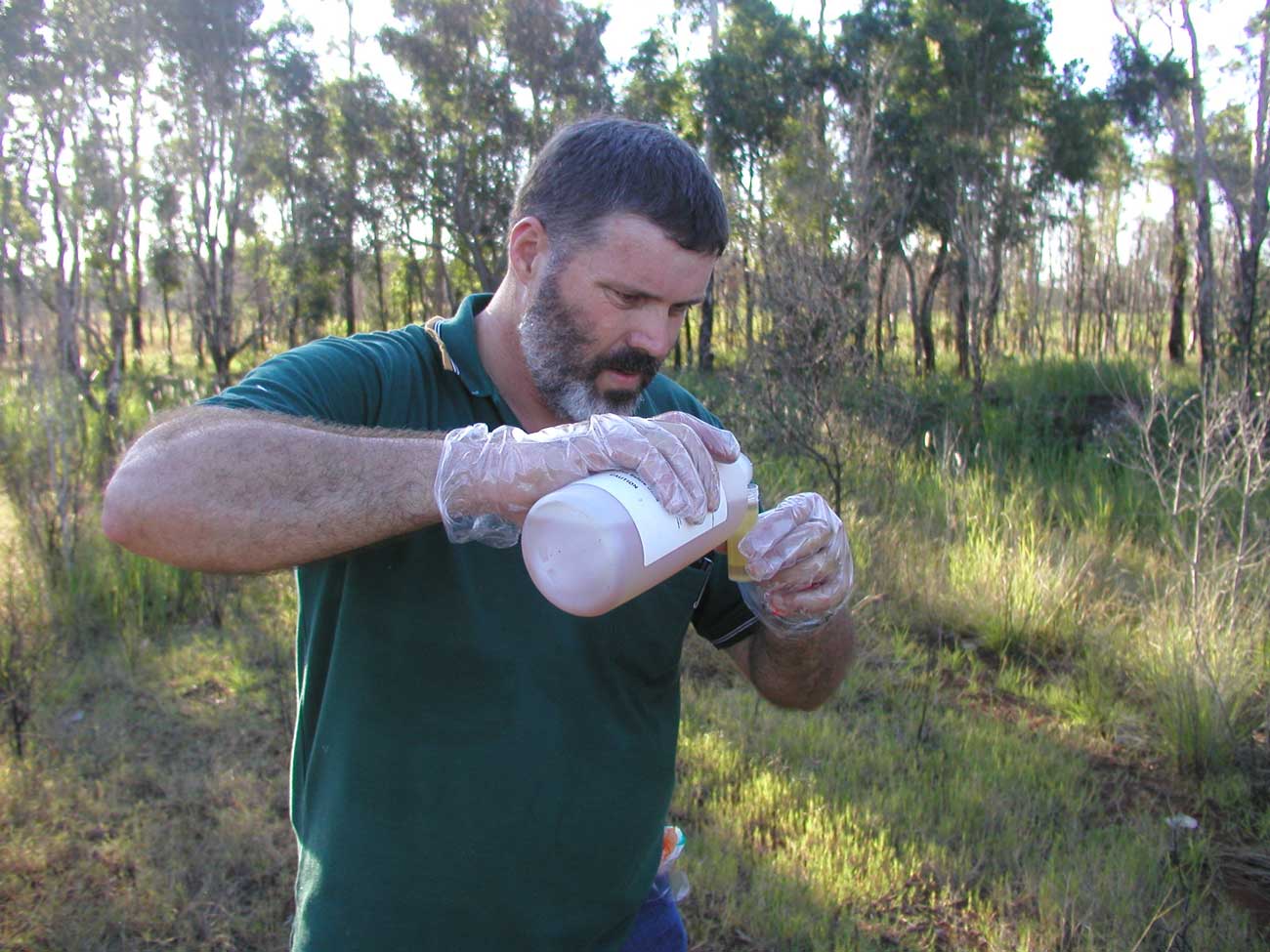 Decanting test product for sprayer calibration